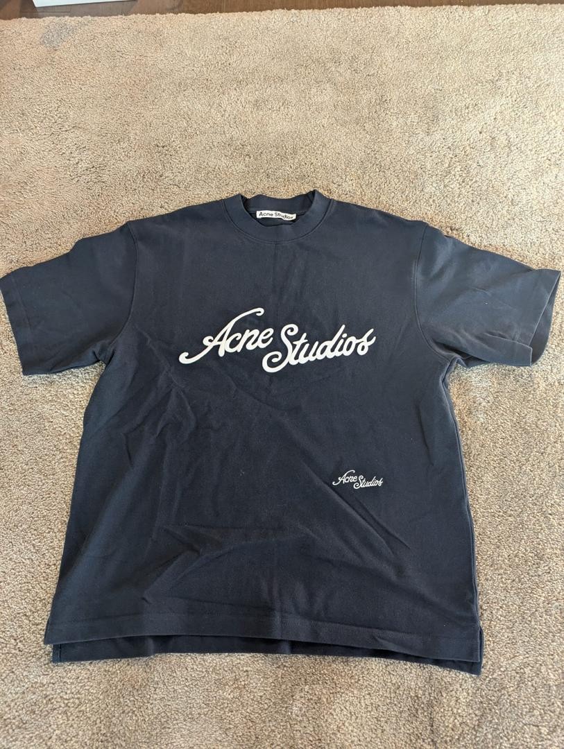 Acne Studios Script Logo Tee Faded Black Embroidery Unisex Oversized Size [X] gallery