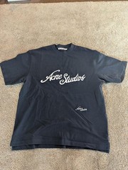 Acne Studios Script Logo Tee Faded Black Embroidery Unisex Oversized Size [X]