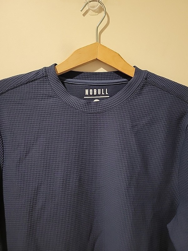 Nobull Shirt Mens L Navy Thermal Waffle Knit Compression Athletic Gym Training gallery