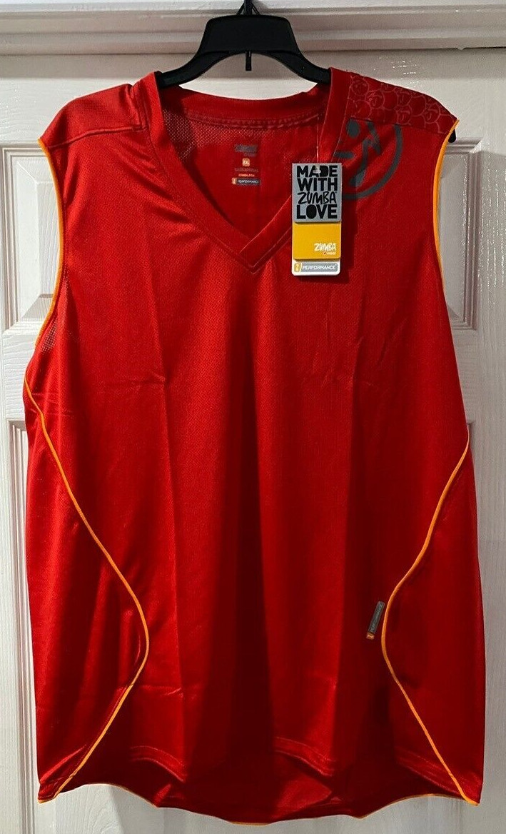 mens zumba vest top red Size small, new, gym dance fitness muscle gallery