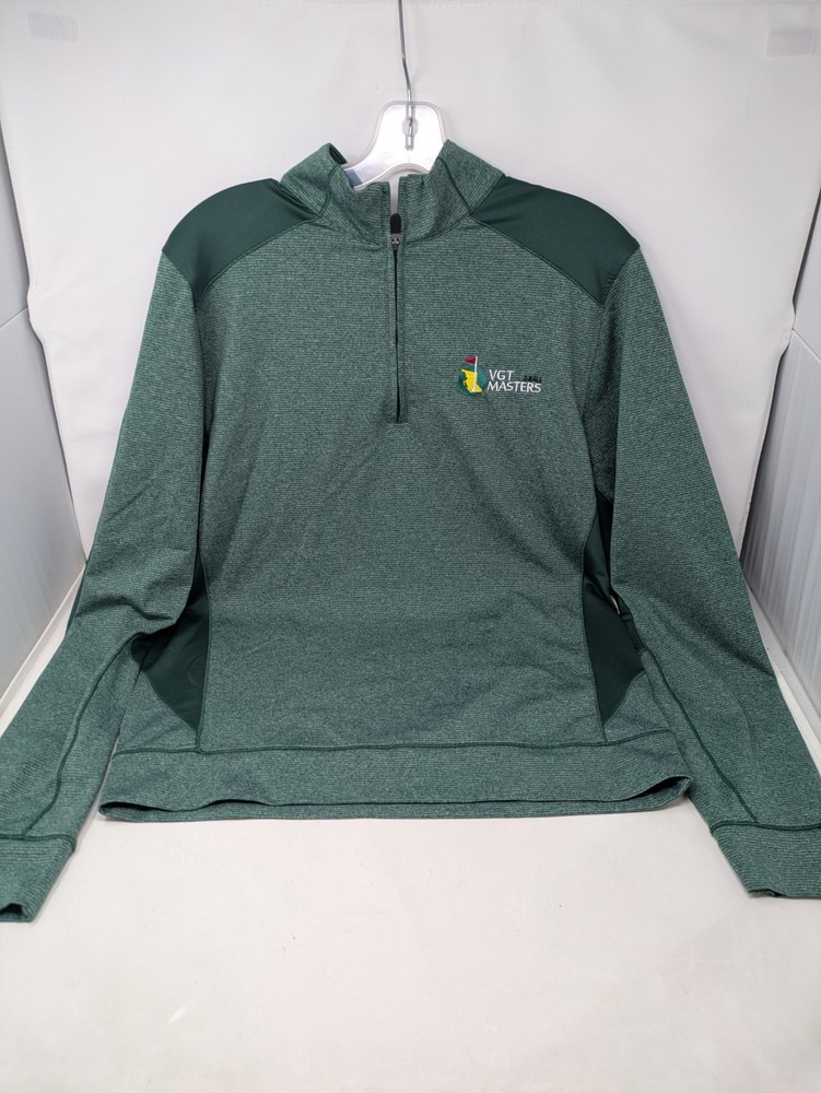 Masters Cutter & Buck Men's Green Long Sleeve Shirt CB Dry-Tech 1/4 Zip Med-New