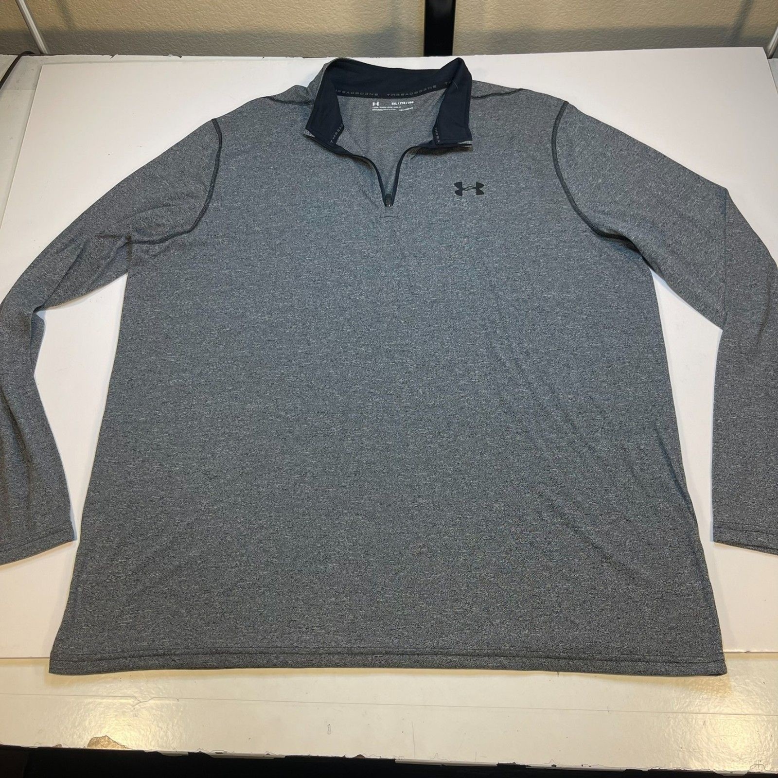 UNDER ARMOUR 1/4 ZIP UP PULLOVER THREADBORNE SHIRT Mens XXL Heather Gray gallery