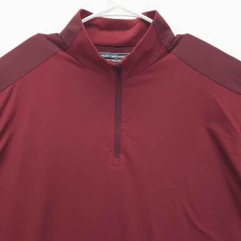 Roundtree & Yorke Performance Shirt XL Red 1/4 Zip Pullover Stretch gallery