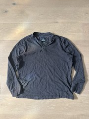 Prana Shirt Mens Medium Long Sleeve Gray Pullover 1/4 Button Henley Casual