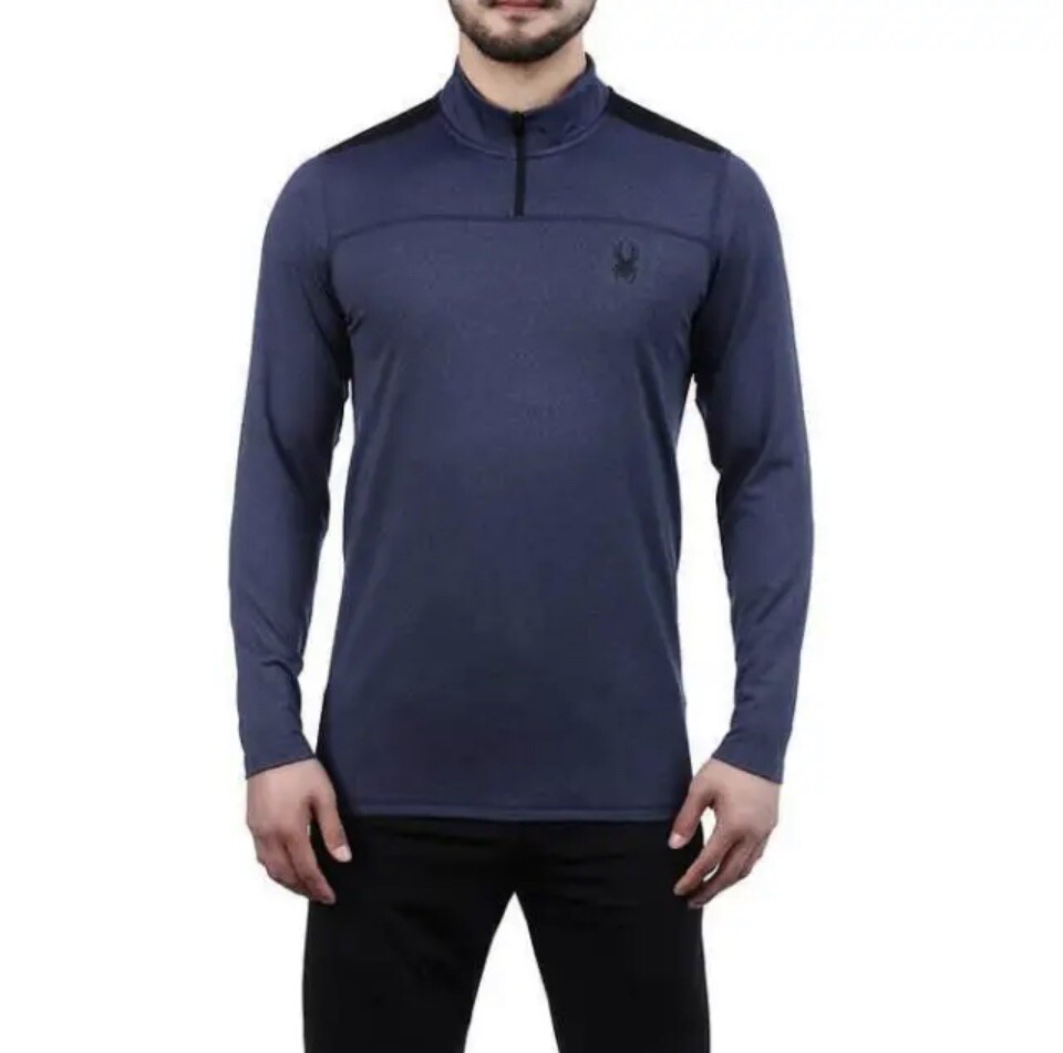Spyder Active Men’s Performance ¼ Zip Medium Blue/Heather Four-Way Stretch. ￼