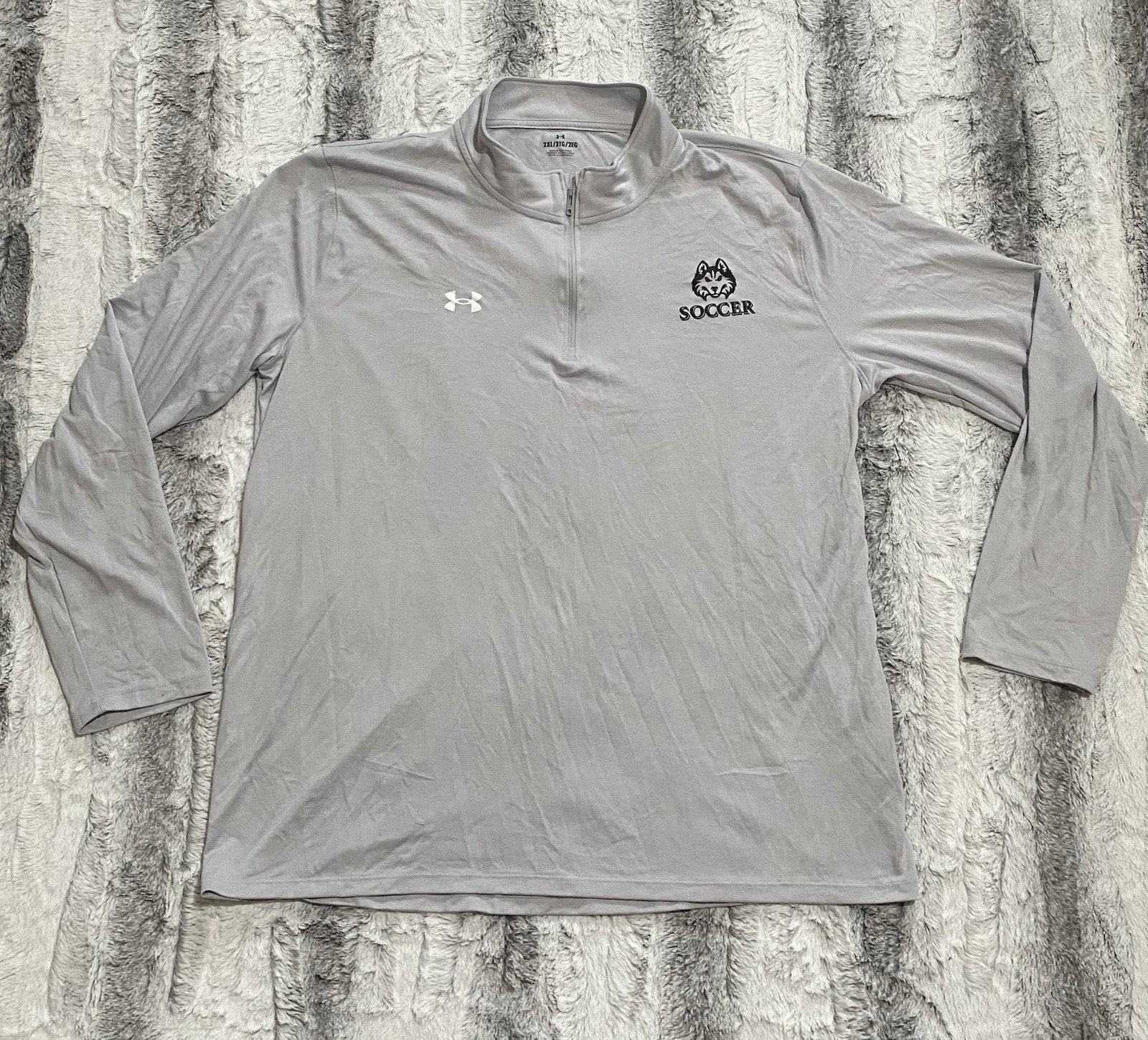 Under Armour Tech 2.0 1/2 Zip Pullover Men's 2XL Husky Soccer Gray FW24 Rare gallery