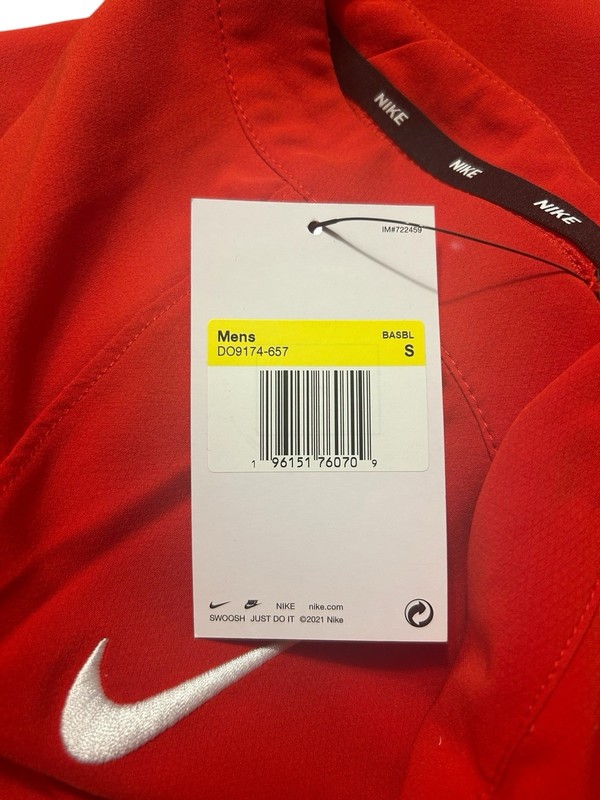 Nike Baseball Red White Long Sleeve Pregame Top Men’s Size Small NEW DO9174-657 gallery