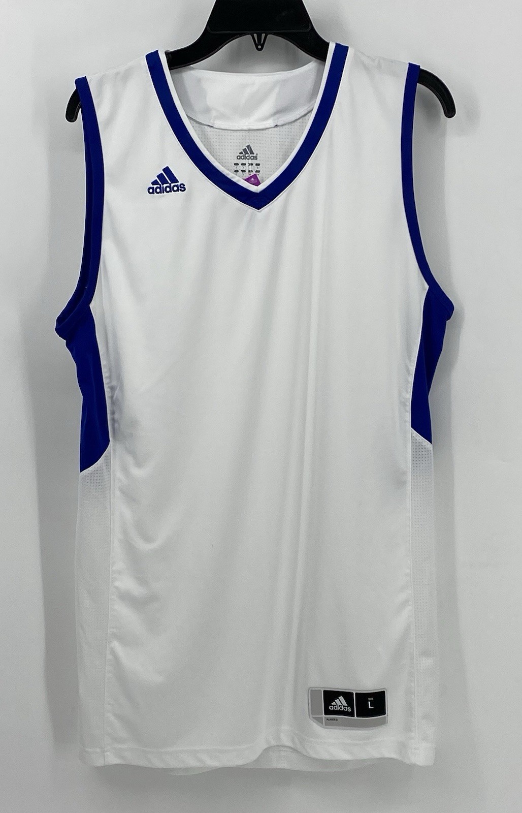 Adidas Mens Team Jersey Tank Top White/blue Size Large Light Weight Logo gallery
