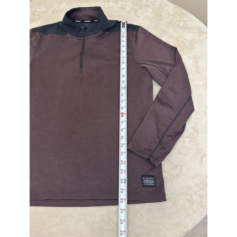 Nike Golf Dri-FIT Pullover Mens Size M 1/4 Zip Mock Neck Burgundy Black gallery