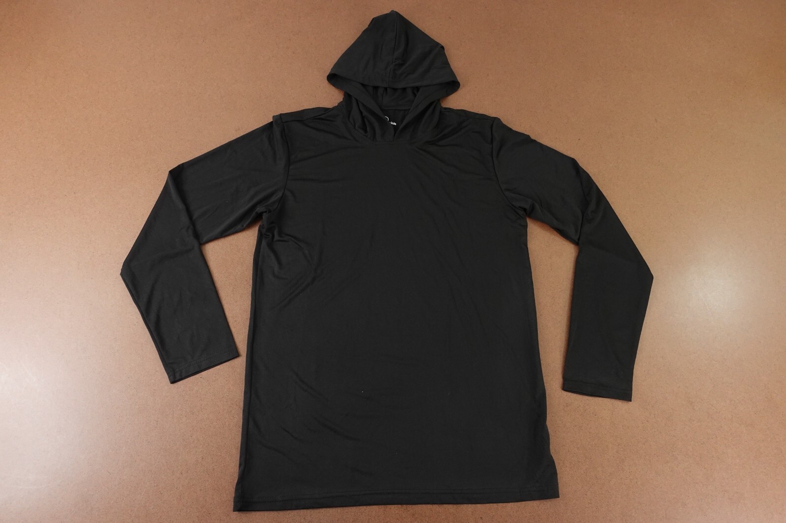 RealEssentials Men's Medium Black Lightweight Pullover Hooded Performance Tee gallery