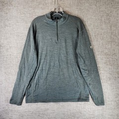 Kuhl Skar 1/4 Zip Pullover Merino Wool Baselayer Mens L Green Lightweight *Holes