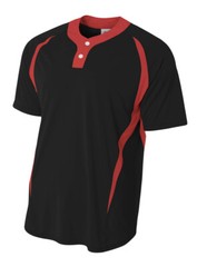 A4 Mens 4oz Micro Poly Interlock 2-Button Short Sleeves Color Block Henley N4229