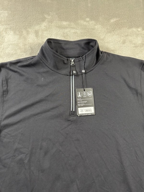 Footjoy Black Mid Layer Mens Medium Quarter Zip Pullover Performance Golf NWT* gallery