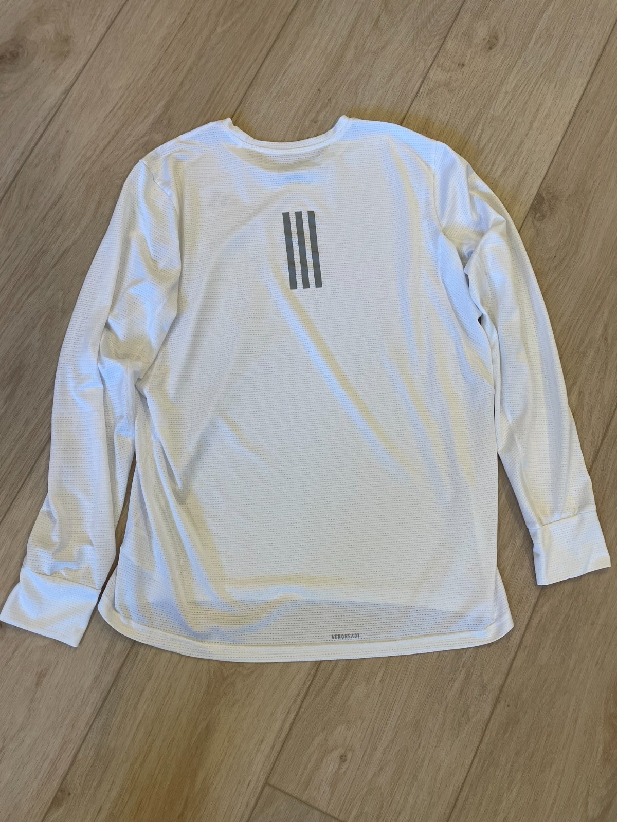 Adidas AEROREADY Men's Large White Long Sleeve Training Shirt 3 Stripes L gallery