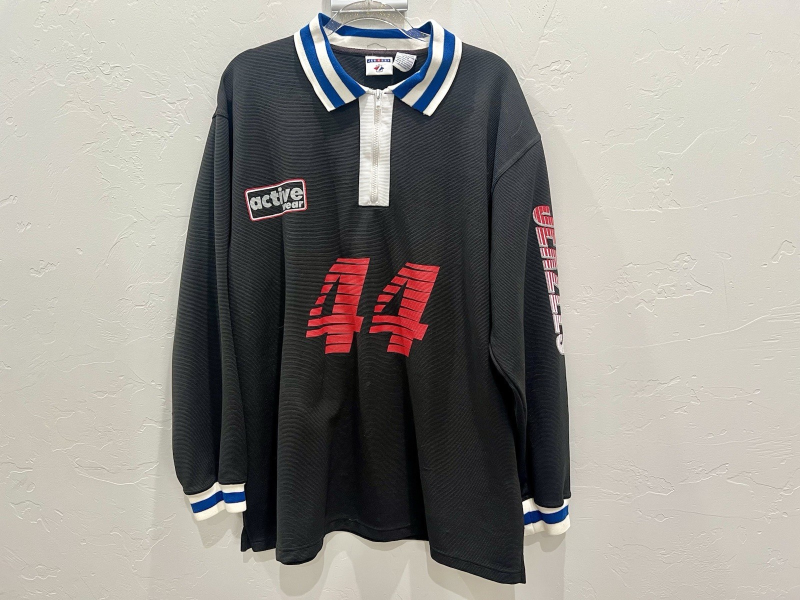 Jerzees Athletic Gear Longsleeve Jersey Mens Size XL #44 VTG Black Quarter Zip gallery