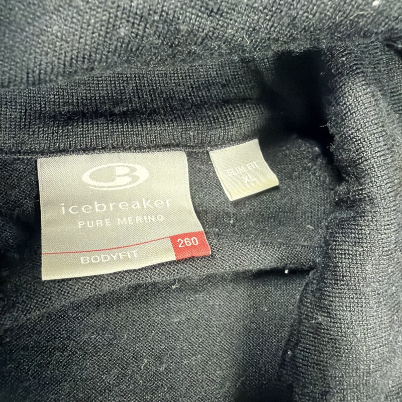 Icebreaker Body Fit 260 Merino Wool 1/4 Zip Pullover Mens Sz XL Slim Fit Black gallery