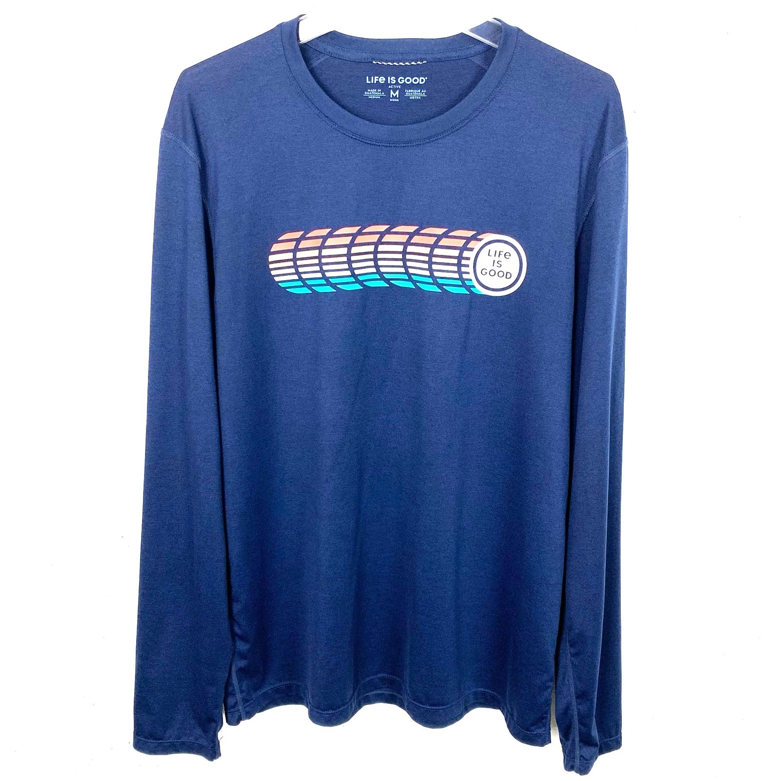 Life is Good Mens Long Sleeve Active Tee Energetic Coin Dark Blue Size Medium gallery
