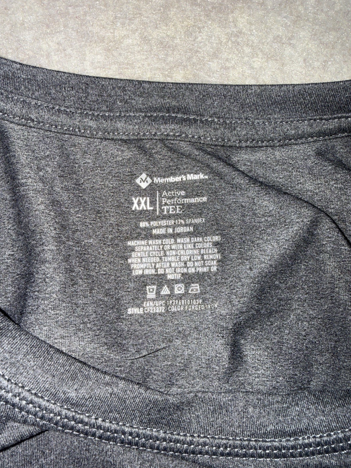 Member's Mark Men's Active Performance Tee, Thick, Gray, Size XXL gallery