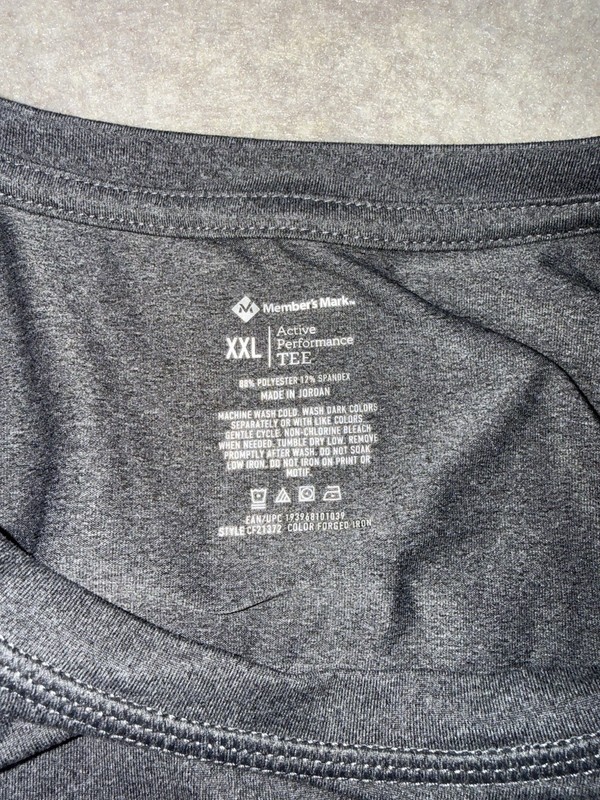 Member's Mark Men's Active Performance Tee, Thick, Gray, Size XXL gallery