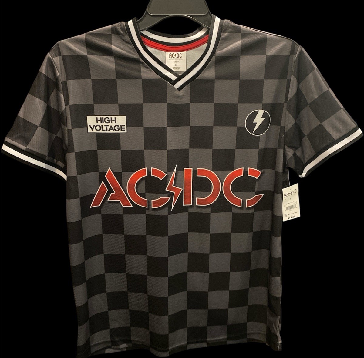 AC/DC Music Band Men’s Licensed Baseball Jersey Shirt SS Checkered Print Size S gallery