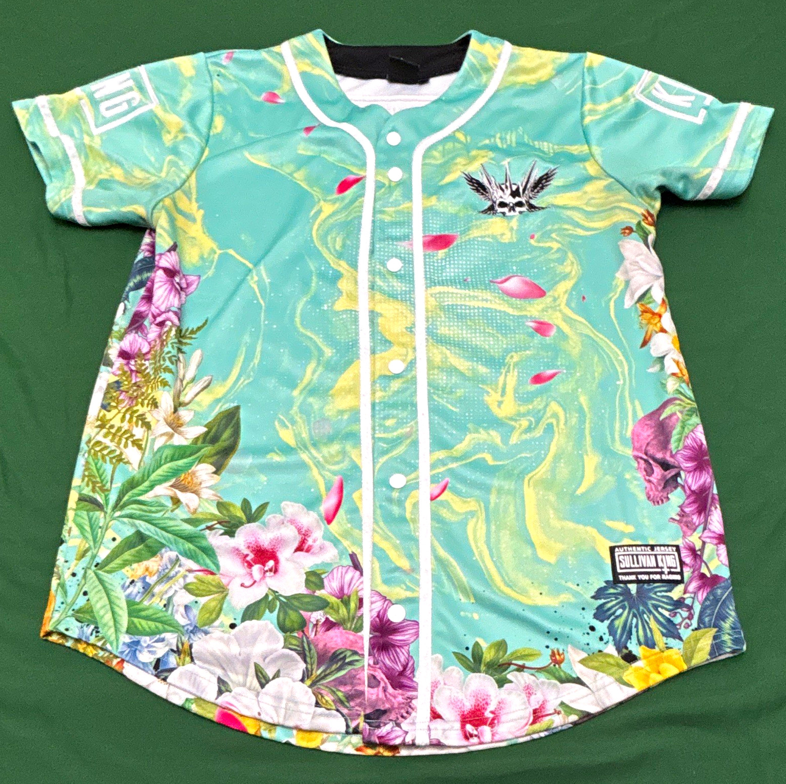 Sullivan King Dubstep Floral Seafoam Green Baseball Rave Jersey Large gallery