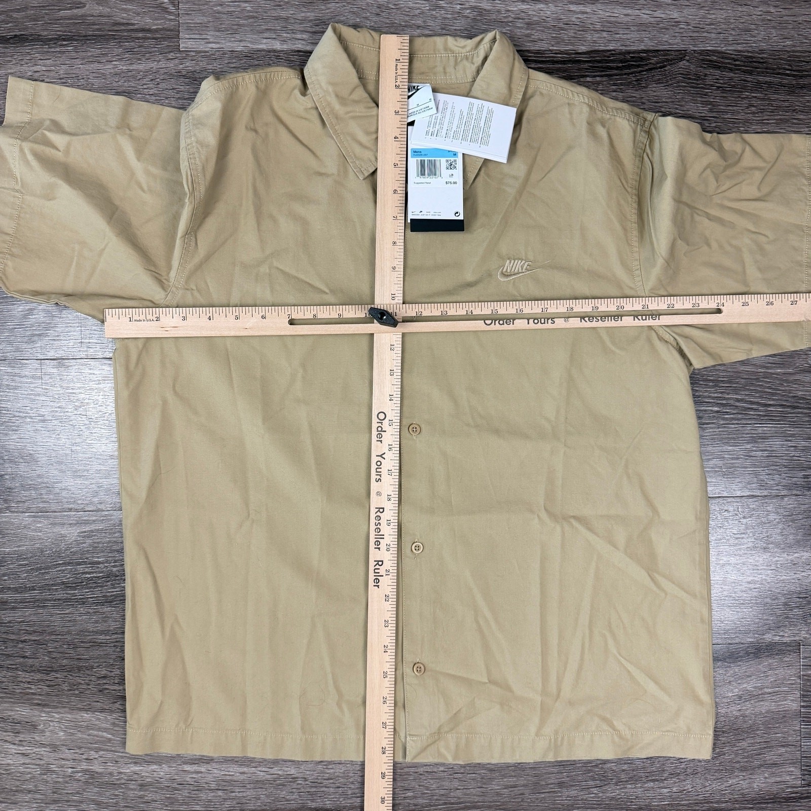 Nike Life Club Short Sleeve Button Down Shirt HJ2029-297 Brown Men's Medium NWT gallery