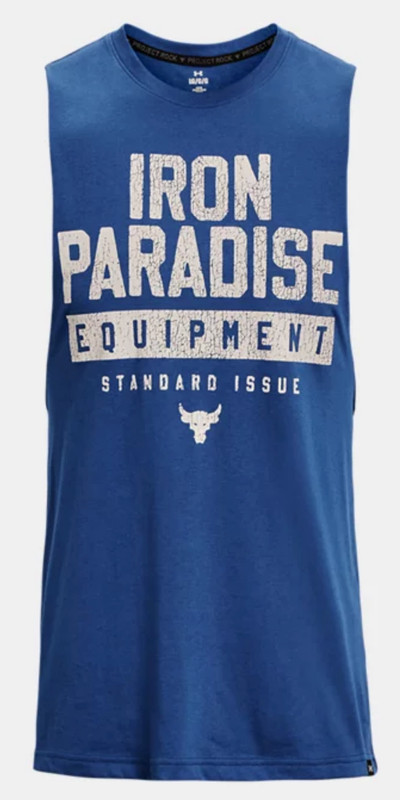 Under Armour Project Rock Iron Paradise Blue Tank Top Mens Multiple Sizes NEW gallery