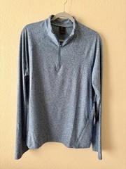 Kyodan Men’s Long Sleeve Sz L Blue Heather 1/4 Zip Stretch Performance Top NWT