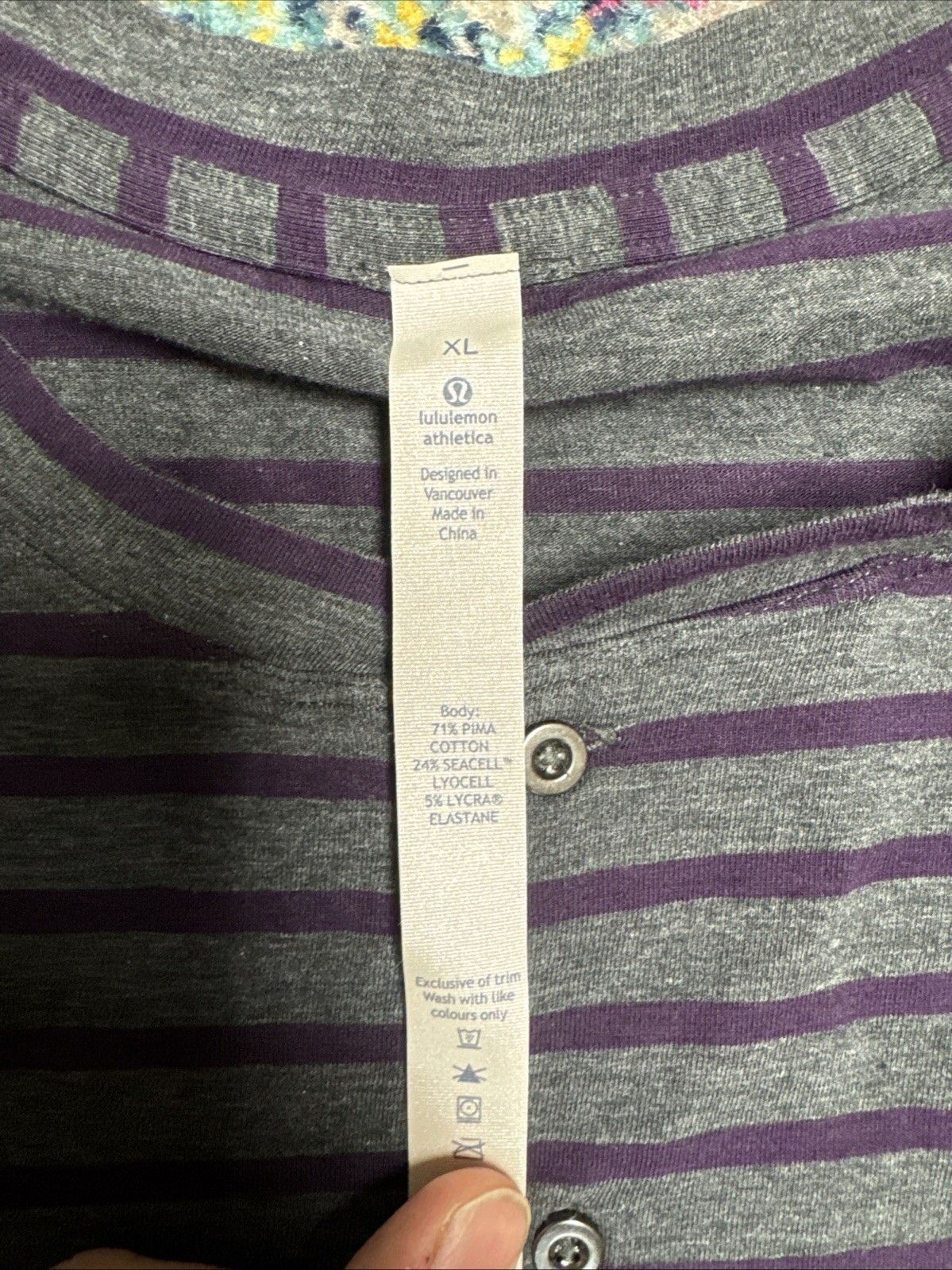 NWT Lululemon Men’s Field Henley - Gray / Purple Stripes - XL gallery