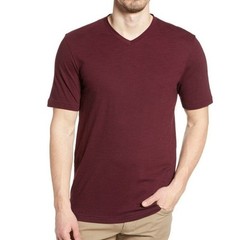 Travis Mathew Trumbull Heather Dark Red Micro Striped Pima Cotton Golf Tee Sz L