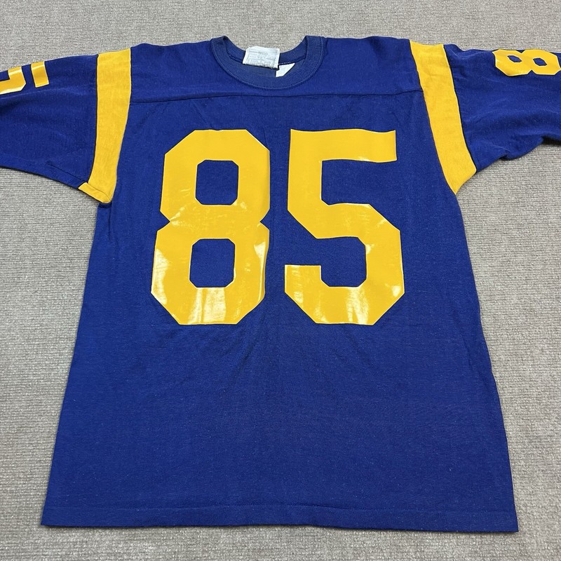 Vintage 60s Tru Play Durene Athletic Football Jersey Mens Large #85 Blue Yellow gallery