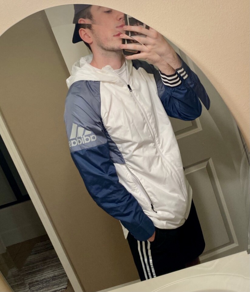 NWT Adidas Equipment Jacket Windbreaker White Blue Cal Surf Sm gallery