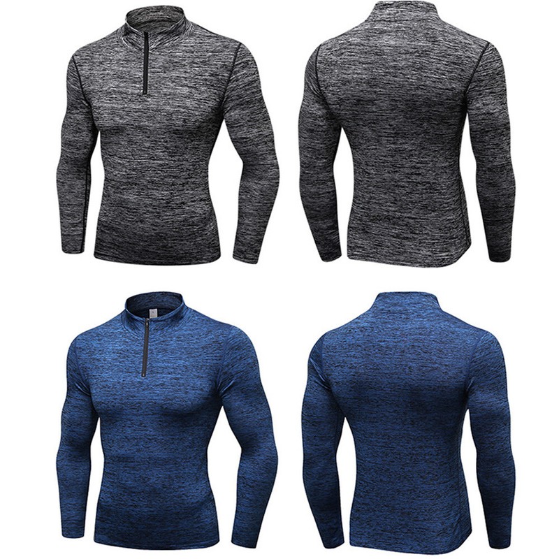 Men’s Training Long Sleeve Stand Collar Velvet Sports Tops Fitness Sweatshirt gallery