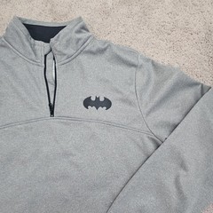 Batman Quarter Zip Pullover Mens XL Gray Six Flags DC Comics Superhero Fleece