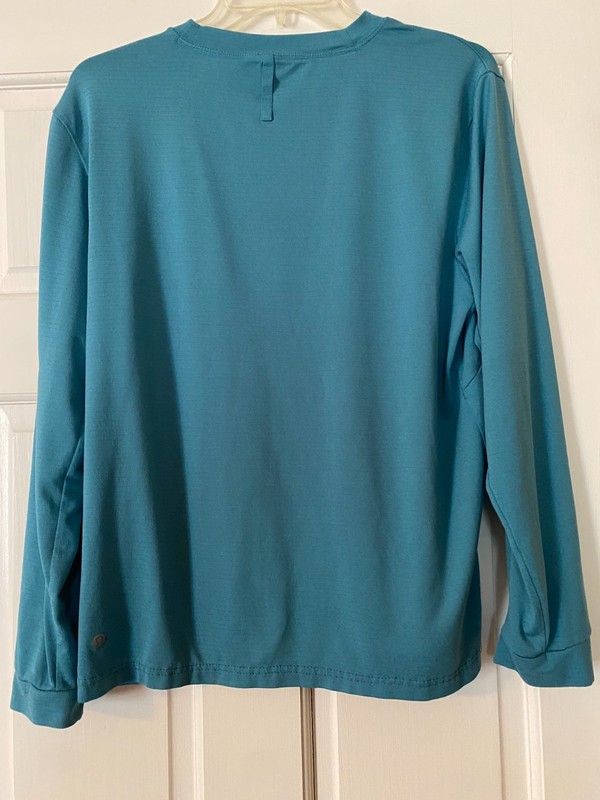 LULULEMON Shirt Teal Crew Neck Cuffed Long Sleeve Activewear Top Men's gallery