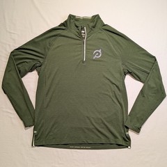 Peloton Fourlaps Pullover Mens Medium Olive Green Quarter Zip Long Sleeve