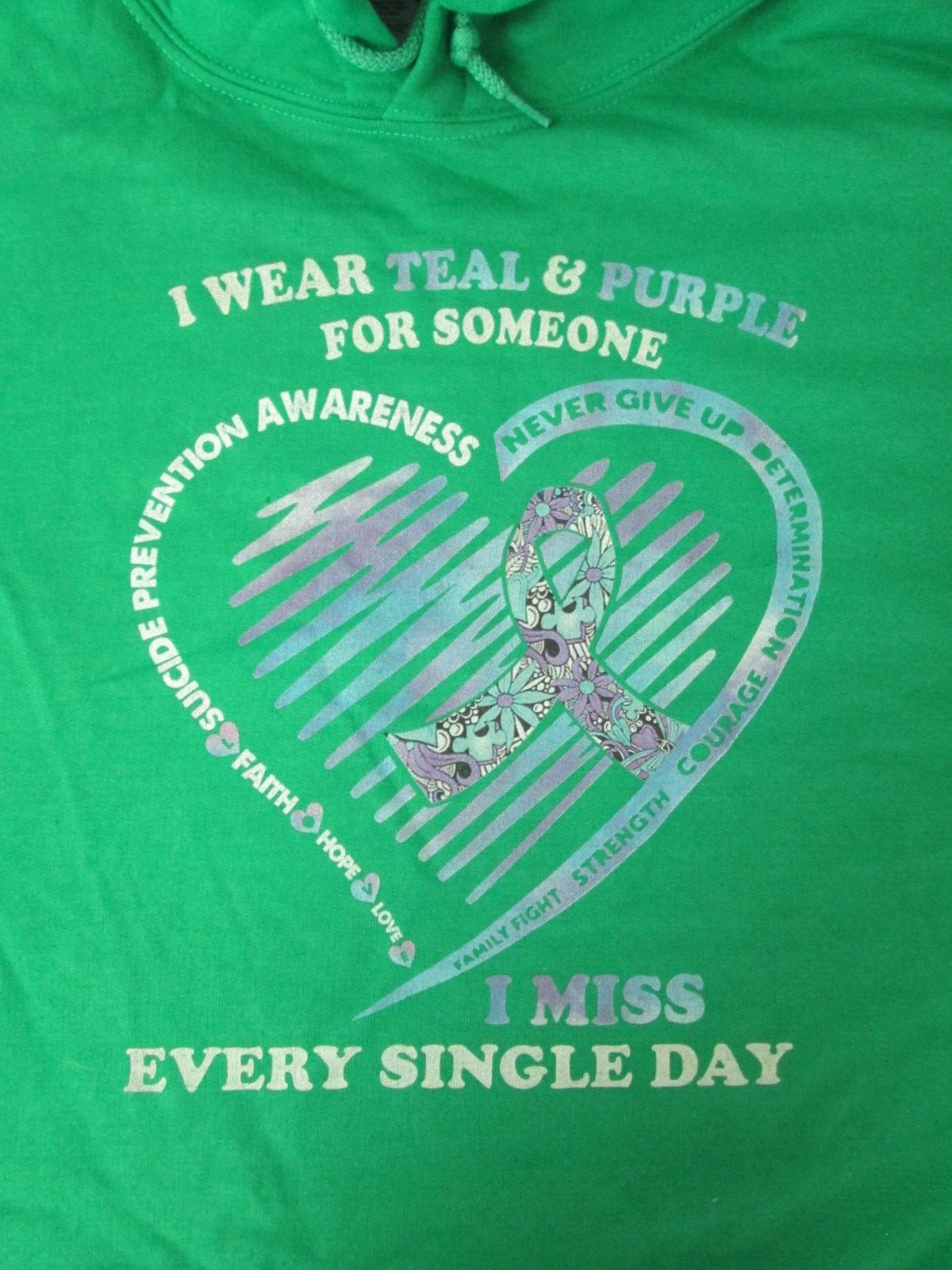 Sweatshirt 5x Hooded Green suicide prevention Miss you every day JERZEES NEW 4 gallery