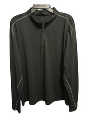 Xersion Mens Large Shirt Black Quarter-Zip Mock Neck Long Sleeve Mesh Pullover