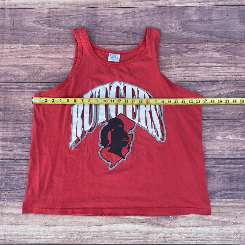 Vintage 90s Red Rutgers University Newark Gym Sports Tank Top USA Made Size XL gallery
