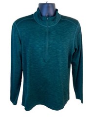 REI Co-op Shirt Mens Medium Heathered Green 1/4 Zip Perfomance Pullover Stretch