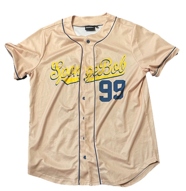 Nickelodeon SpongeBob Square Pants Baseball Jersey #99 beige Adult Size M gallery