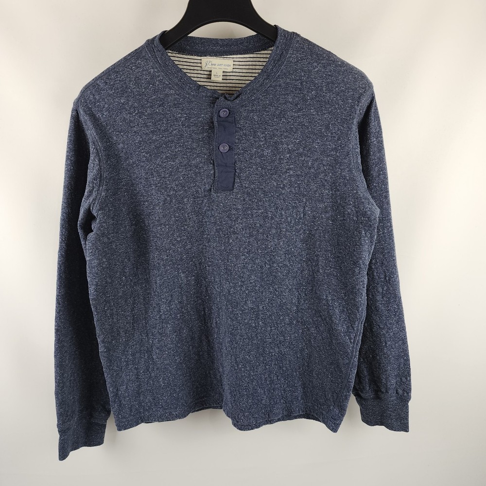 J Crew Shirt Mens Large Blue Knit Goods L/S Henley