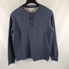 J Crew Shirt Mens Large Blue Knit Goods L/S Henley