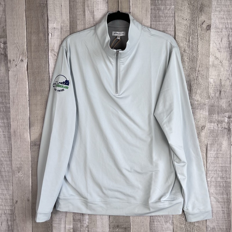 Peter Millar Perth Performance 1/4 Zip Pullover Golf Stretch Men Large Gray Logo gallery