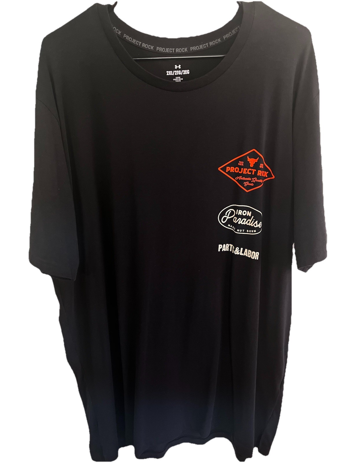 Under Armour Iron Paradise Loose T Shirt Project Rock Black Mens Sz 2XL Gym XXL gallery