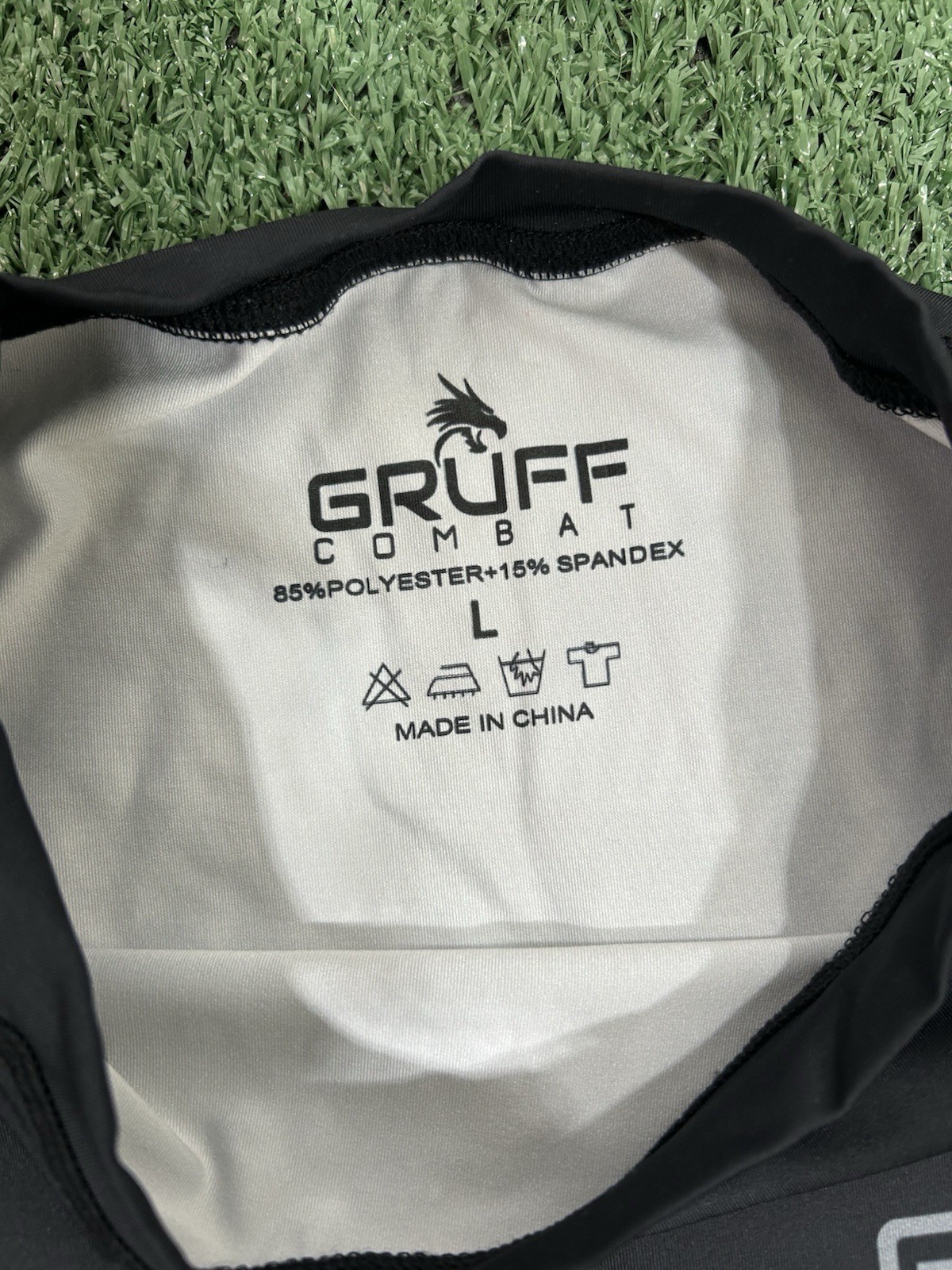 Gruff Combat Men's Short Sleeve Raglan Rash Guard Stretch Jiu Jitsu, L, Black gallery