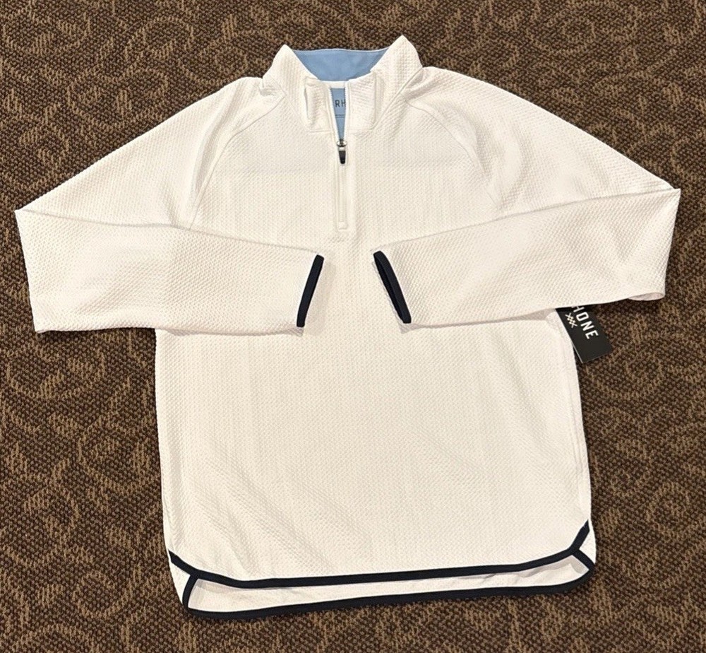 Men’s Rhone Founders 1/4 Zip Performance Jacket Size S Bright White Long Sleeve