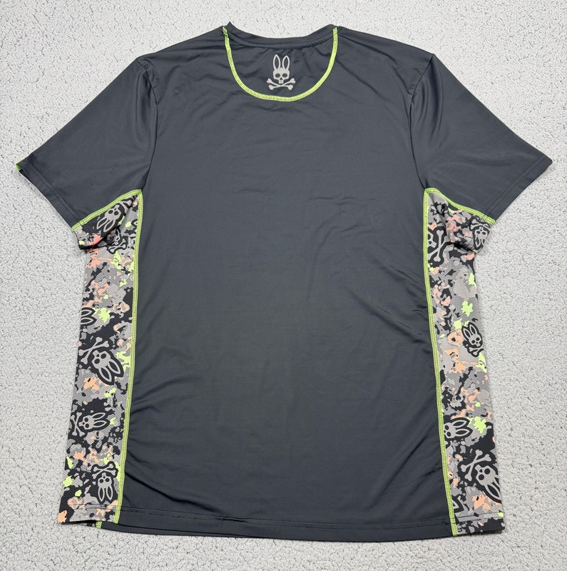 Psycho Bunny Shirt Mens Large Black Short Sleeve Camo Side Panel Athletic Top gallery