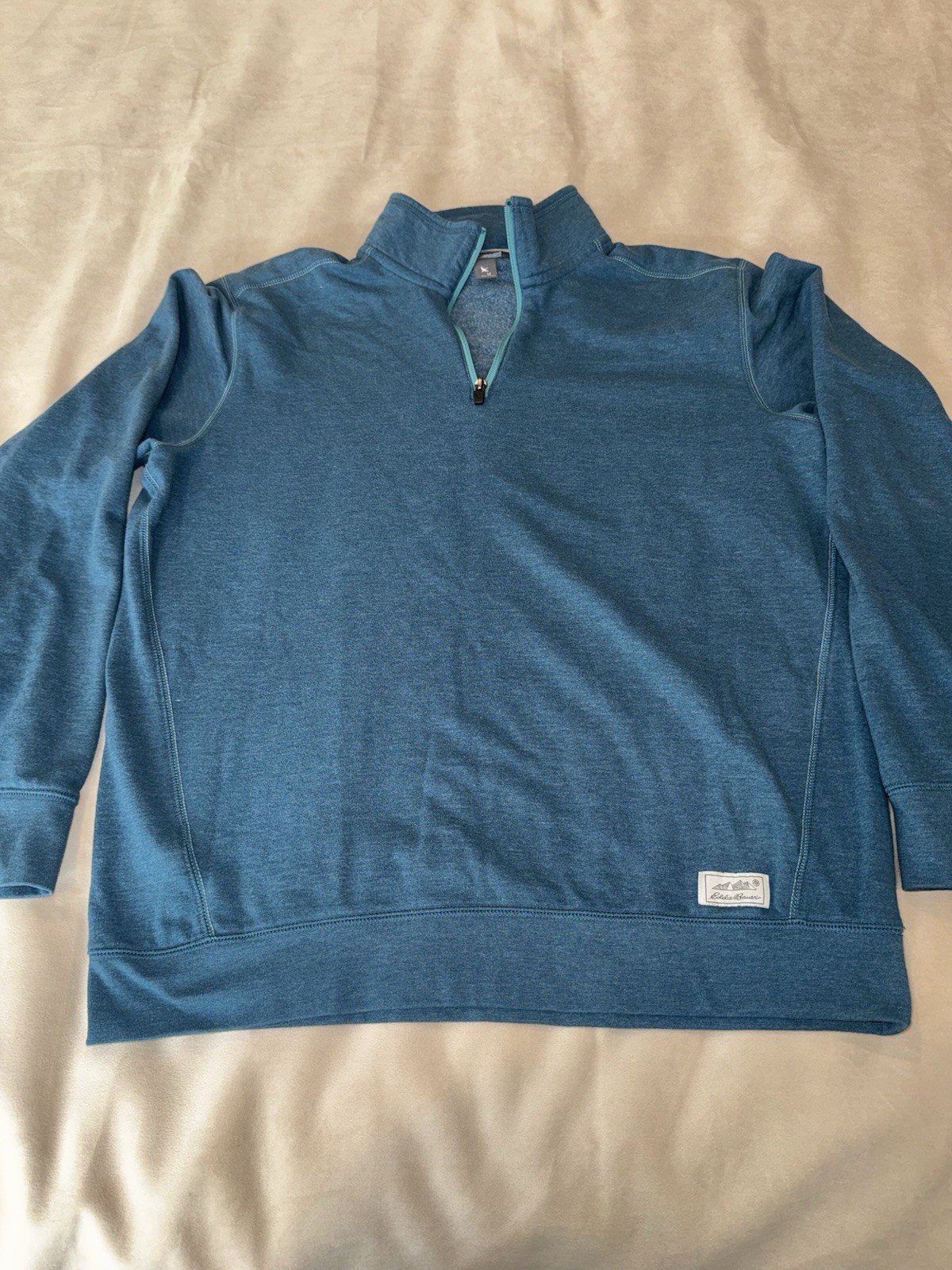 Eddie Bauer Green Half Zip Pullover Mock Neck Sweatshirt Sweater Medium NWT gallery