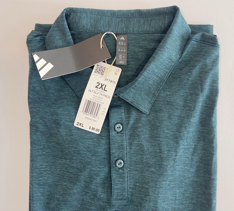 NWT Men’s Adidas Ultimate365 Elevated Twistknit Polo Shirt Size 2XL Teal gallery